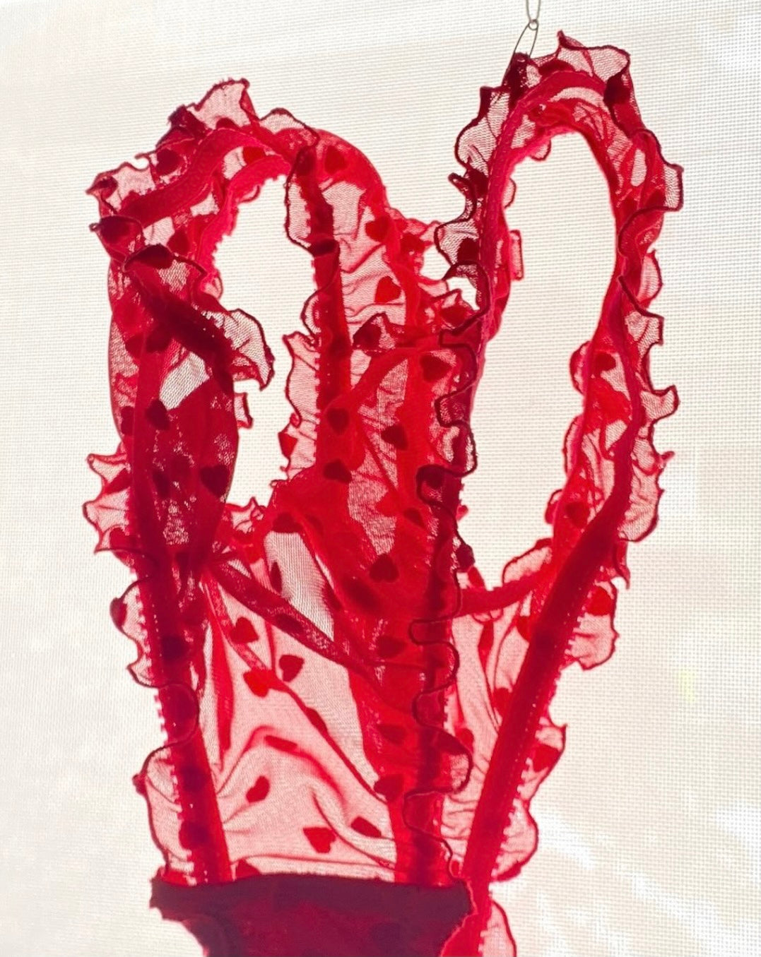 Red, lacy, ruffles, red lace, lace thong, ruffle thong, red thong, fitzpleisure, red heart lace, red heart underwear, red heart thong