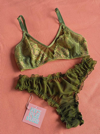 Olive Ruffly Thong